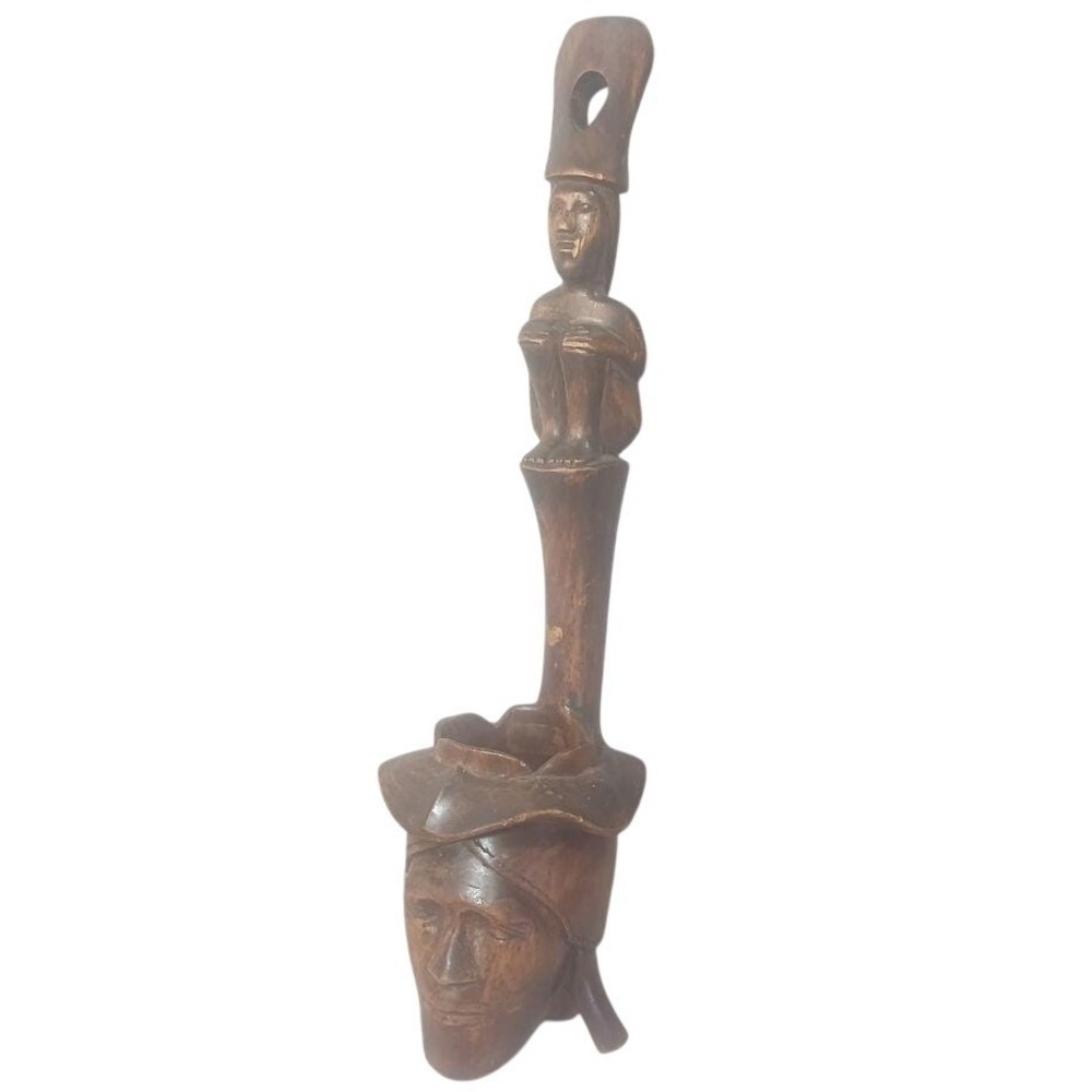 VTG Hand Carved Wooden Water Dipper Ladle Folk Art 17.5" SE Asian Tribal Carving